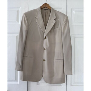 Donna Karan Signature Three Button Suit Jacket Cream Color Wool 44/38 Made Italy